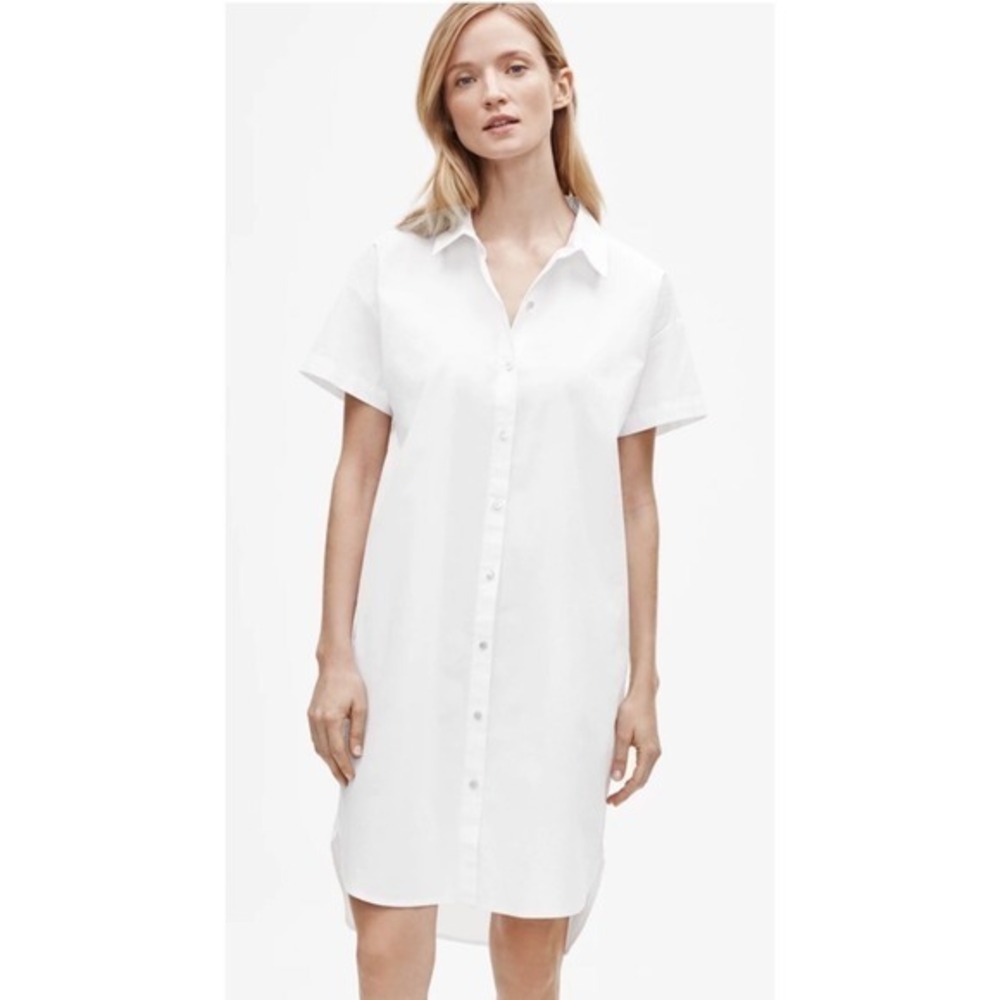 Eileen Fisher New Size Large‎ White Organic Cotton Stretch Poplin Shirtdress